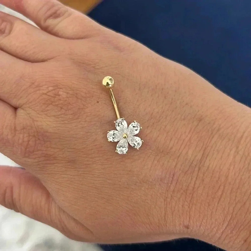 Beautiful Floral Belly Ring Gold